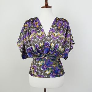 Anthro Fei Geo Feather Kimono Top XS